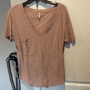 Z Supply Mauve V-Neck Pocket Tee